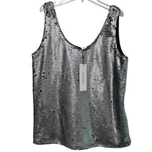 Calvin Klein Women's Sequin Tank Top Dark Gray - Size 14
